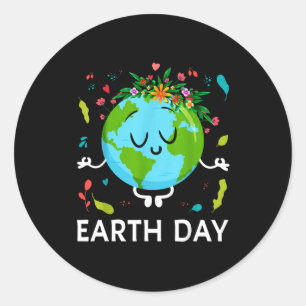 Earth Day Shirt Floral Cute & Peaceful Planet Classic Round Sticker