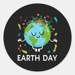 Earth Day Shirt Floral Cute And Peaceful Planet Ea Classic Round Sticker