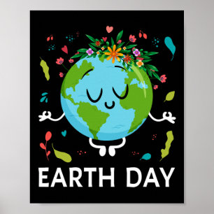 Earth Day Shirt Floral Cute And Peaceful Planet Ea Poster