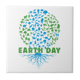 Earth Day Shirt Kids , Women & Men Cute 55th Earth Ceramic Tile