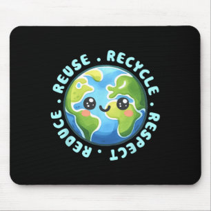Earth Day Shirt Reduce Reuse Recycle And Respect  Mouse Pad