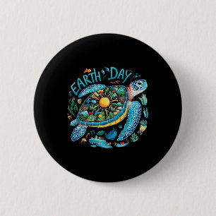Earth Day Shirt Sea Turtle Save The Planet Women M 6 Cm Round Badge