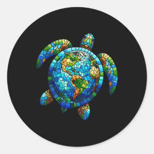 Earth Day Shirt Sea Turtle Save The Planet Women M Classic Round Sticker
