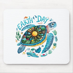 Earth Day Shirt Sea Turtle Save The Planet Women M Mouse Pad