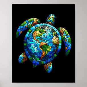 Earth Day Shirt Sea Turtle Save The Planet Women M Poster