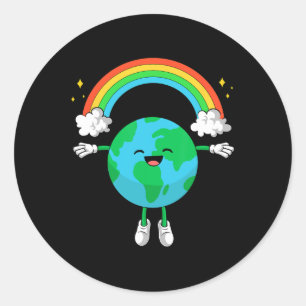 Earth Day Shirts Women Men Happy Earth Day Rainbow Classic Round Sticker