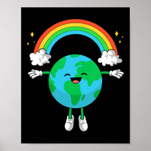 Earth Day Shirts Women Men Happy Earth Day Rainbow Poster