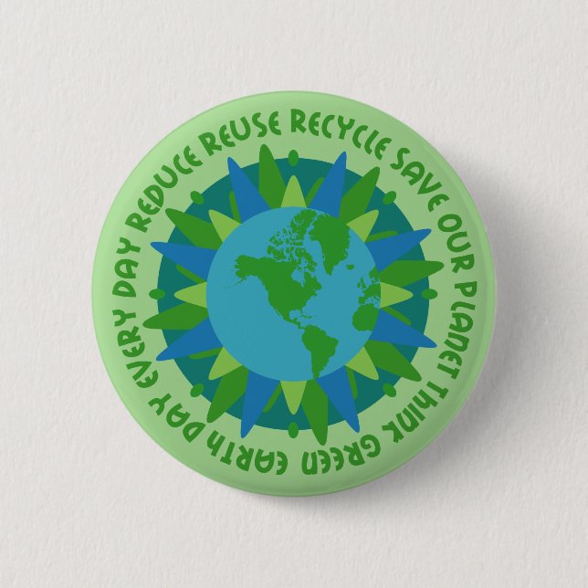 Earth Day Slogans Button (Front)