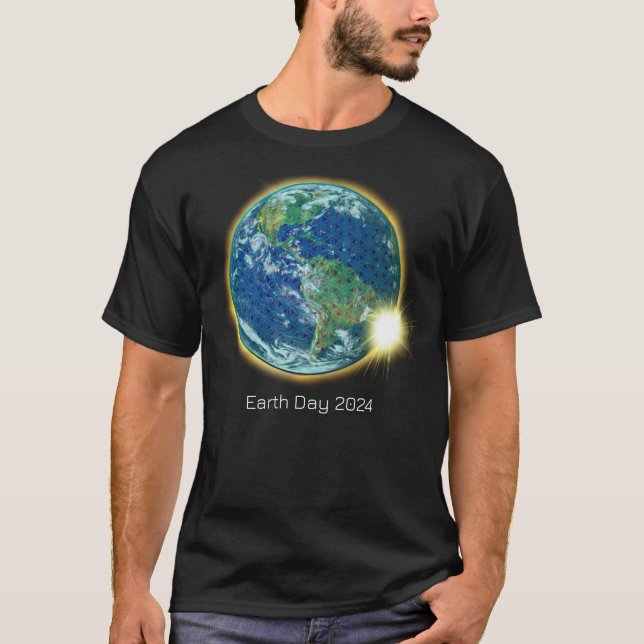 Earth Day Solar Eclipse 2024 sacred geometry  T-Shirt (Front)