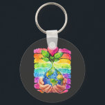 Earth Day Sprout: Planting Seeds For Tomorrow Key Ring<br><div class="desc">Celebrate our beautiful planet with this vibrant and artistic design! This unique artwork features a stunning watercolor depiction of a rainbow-tinted earth held gently in caring hands. A flourishing sprout with lush green leaves and grass grows from the top, forming a symbolic heart that represents our deep love for motherearth....</div>