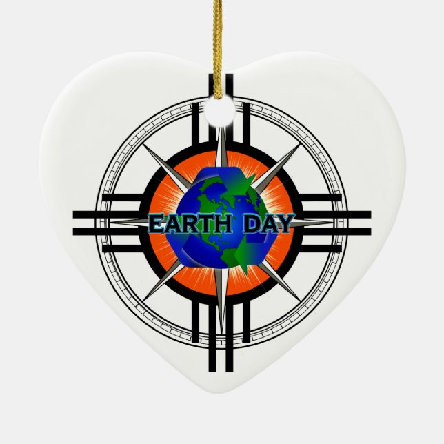 Earth Day Star Crown Ceramic Ornament (Back)