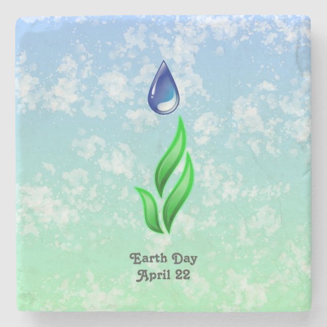 Earth Day Stone Coaster (Front)