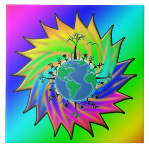 Earth Day ~ Sunburst Ceramic Tile
