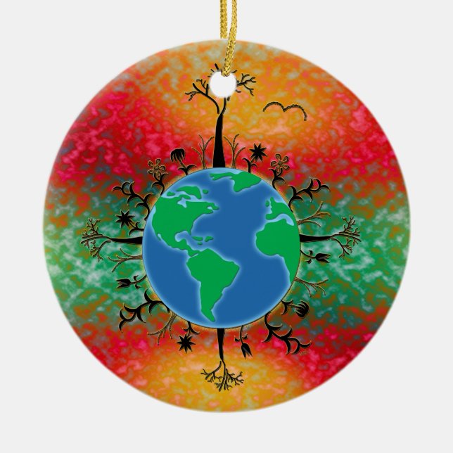 Earth Day ~ Sunrise Ceramic Ornament (Front)