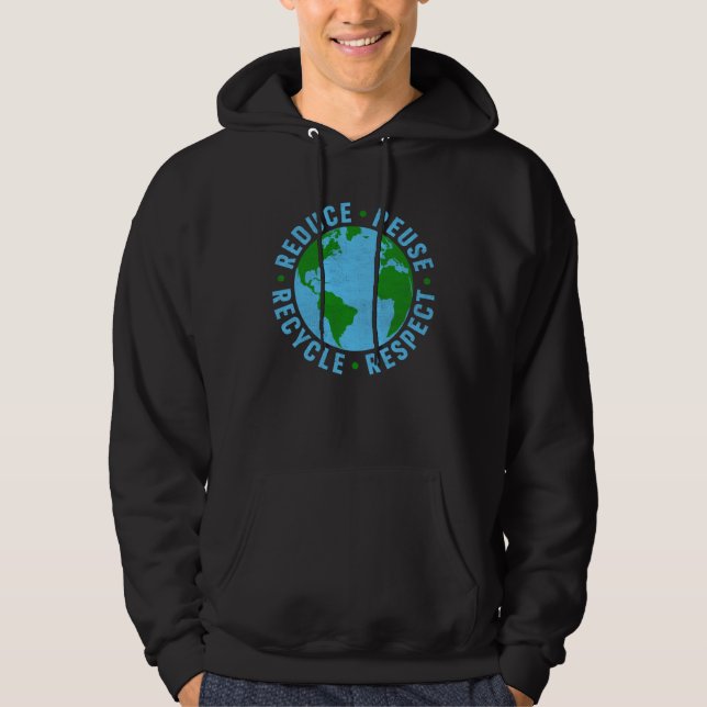 Earth Day Teacher Environment Reduce Reuse Recycle Hoodie (Front)