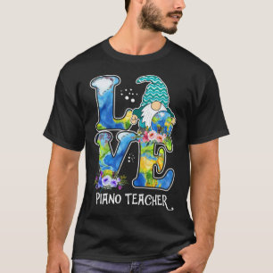 Earth Day Teacher Gnome Piano Teacher T-Shirt