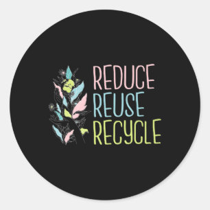 Earth Day The 3 R's Reduce Reuse Recycle Earth  Classic Round Sticker