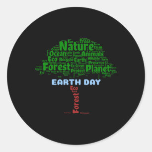 Earth Day Tree Nature Recycle Planet Go Green Eco- Classic Round Sticker