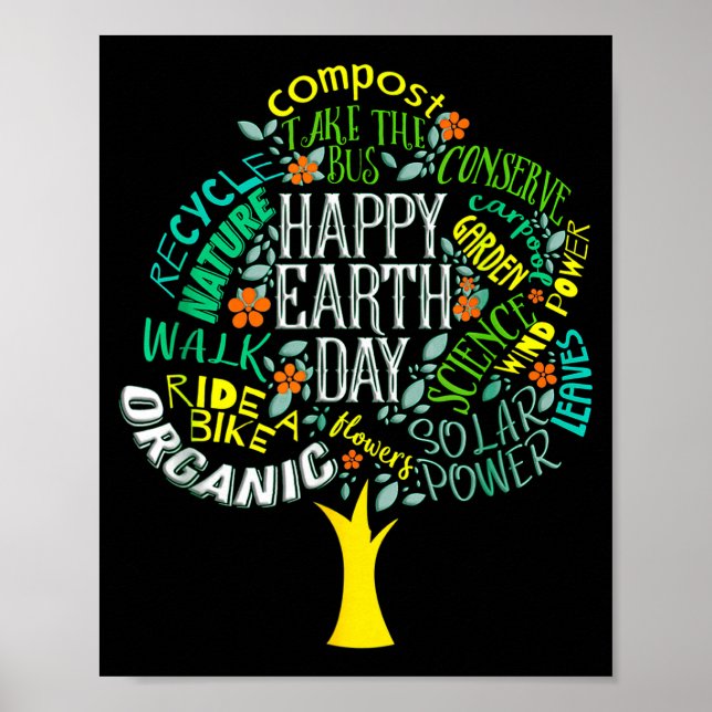 Earth day tree save earth inspiration  poster (Front)