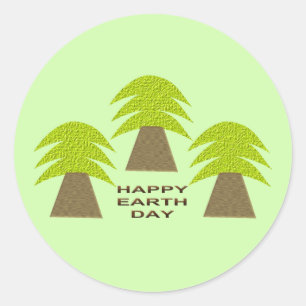 Earth Day Trees Classic Round Sticker
