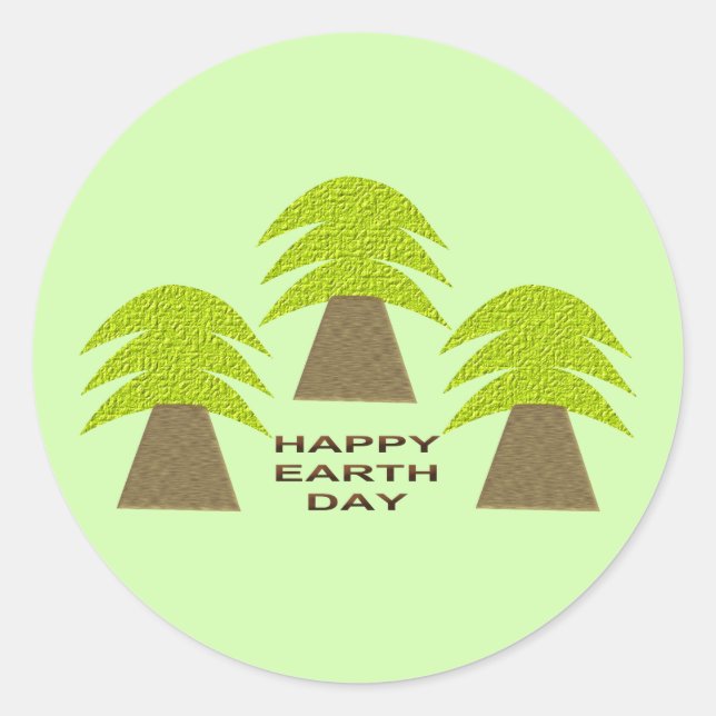Earth Day Trees Classic Round Sticker (Front)