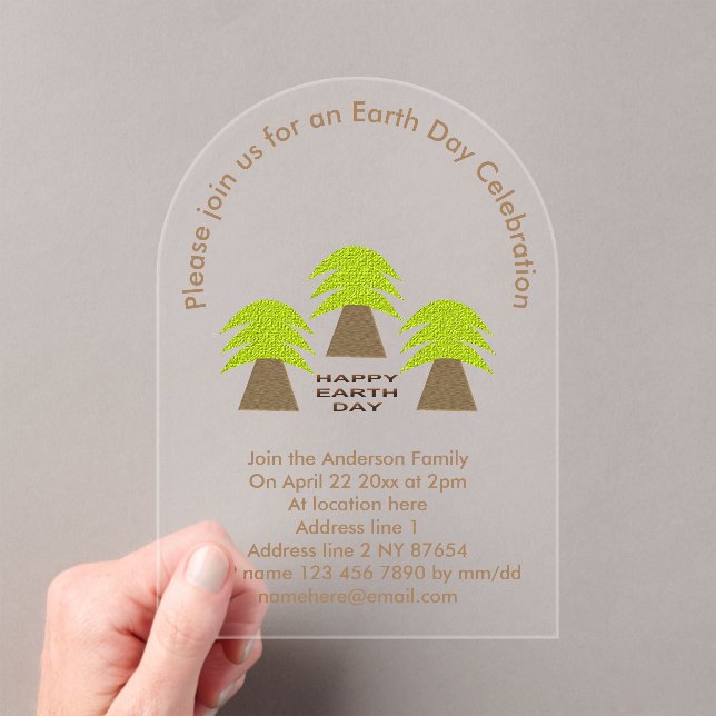 Earth Day Trees Custom Acrylic Invitations (Insitu (Handheld))