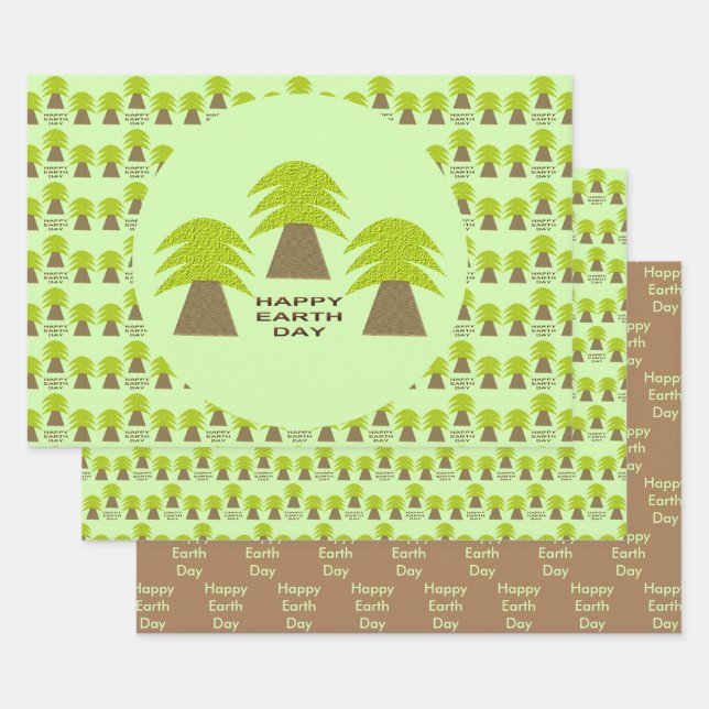 Earth Day Trees Custom Wrapping Paper Sheet (Set)