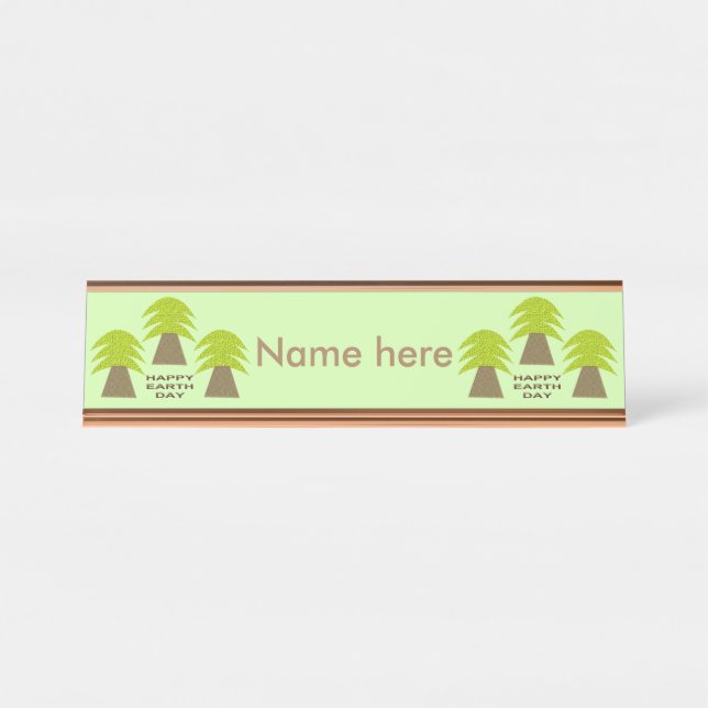 Earth Day Trees Personalised Desk Name Plate (Front)