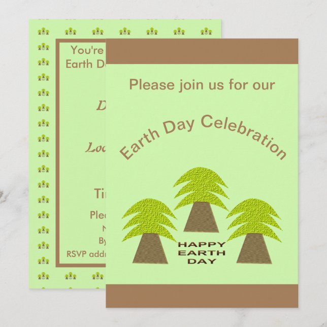 Earth Day Trees Personalised Invitation (Front/Back)
