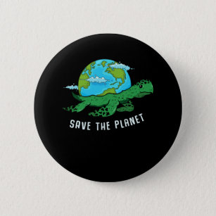 Earth Day Turtle Lover Ocean Save Recycle Planet 6 Cm Round Badge
