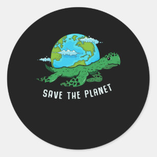 Earth Day Turtle Lover Ocean Save Recycle Planet Classic Round Sticker