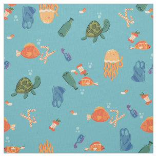 earth day underwater pollution blue fabric