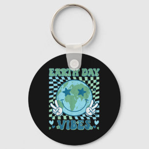 Earth Day Vibes Hippie Planet Anniversary Earth Da Key Ring
