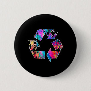 Earth Day Vintage Recycle Reduce Reuse Waste Logo  6 Cm Round Badge