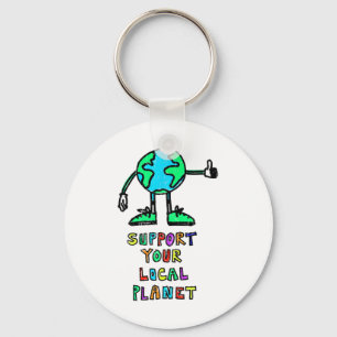 Earth Day Vintage Shirt Support Your Local Planet  Key Ring