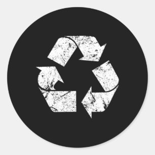 Earth Day Vintage White Recycle Symbol Classic Round Sticker