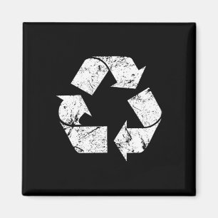 Earth Day Vintage White Recycle Symbol  Magnet
