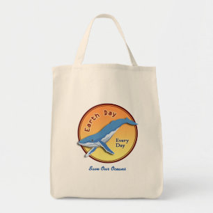 Earth Day Whale Grocery Tote Bag