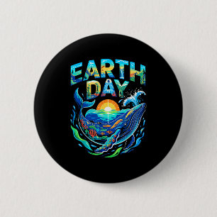 Earth day whale ocean conservation nature art 6 cm round badge