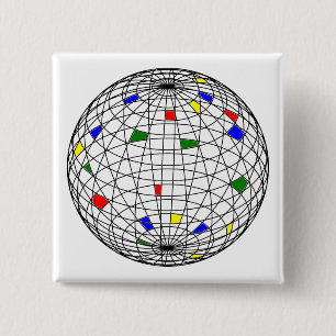 Earth Day,wireframe 15 Cm Square Badge