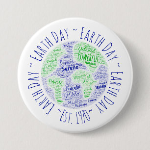 Earth Day Word Art 7.5 Cm Round Badge