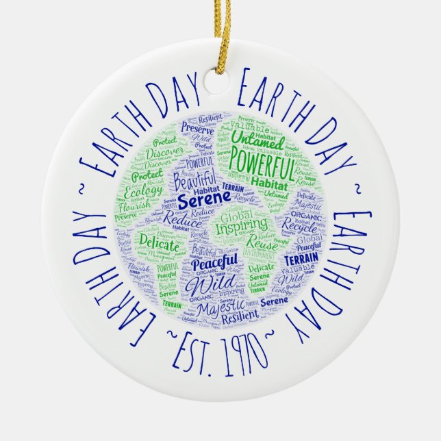 Earth Day Word Art Ceramic Ornament (Front)