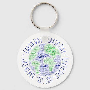 Earth Day Word Art Key Ring