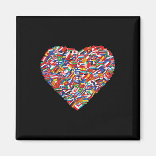 Earth Day World All Countries Flags In Heart Patri Magnet