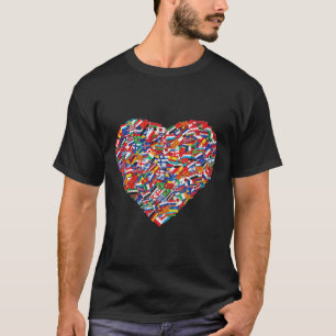 Earth Day World All Countries Flags In Heart Patri T-Shirt
