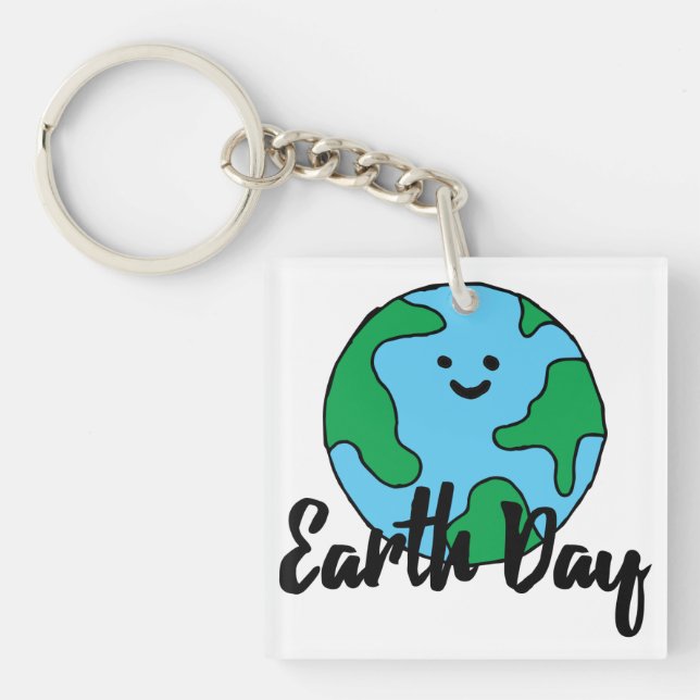 Earth Day World Ecofriendly Icon Happy Earth Clipa Key Ring (Front)