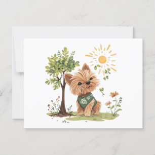 Earth Day Yorkie Dog Gardening Postcard