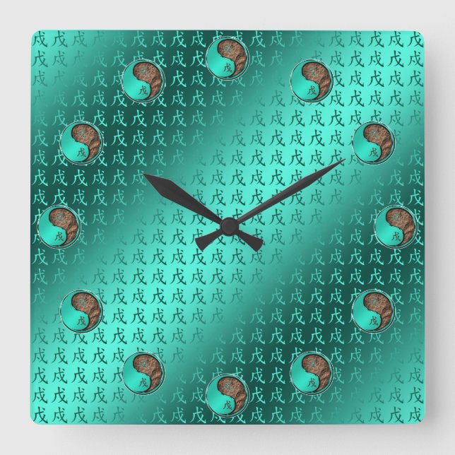 Earth Dog Square Wall Clock (Front)