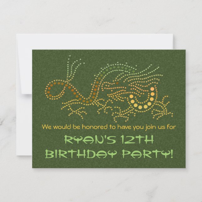 Earth Dragon Party Invitation (Front)