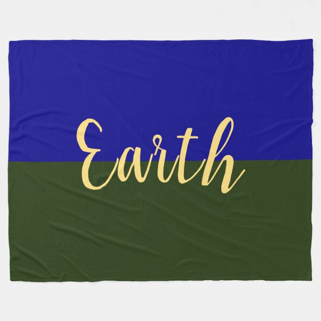 EARTH Elegant Royal Blue Forest Green Colour Block Fleece Blanket (Front (Horizontal))
